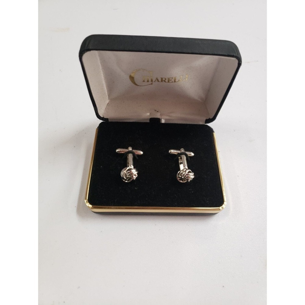 Chiarelli Silver Enamel Cufflinks Dress Shirt Cuff Stylish Fashion Preppy Job